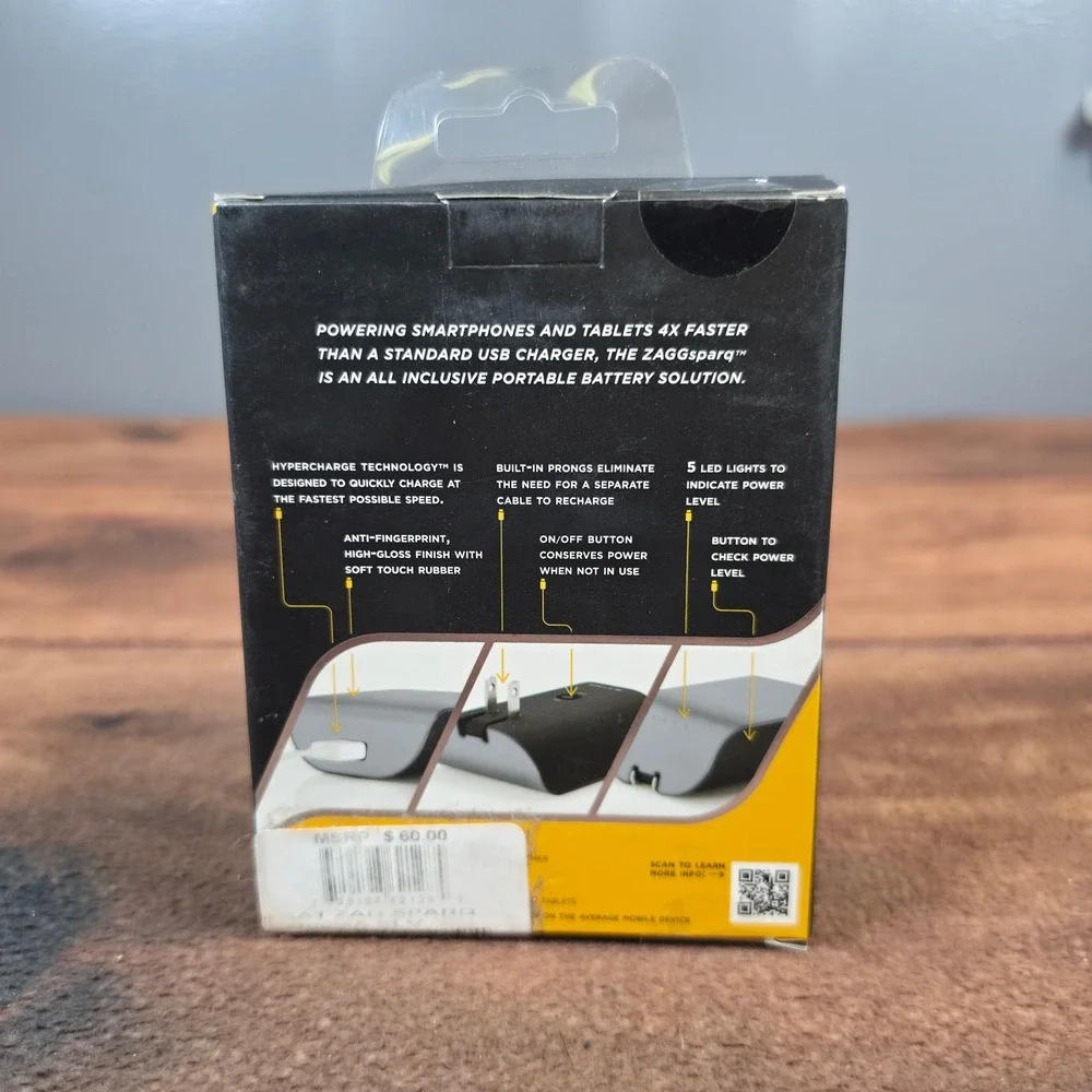 ZAGG SPARQ 3100 Portable Battery Wall Adapter Silver 3100mAh 2.1A Fast Charge